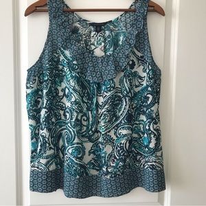 Tommy Hilfiger Paisley Top w/ ruffle neck Sz Large